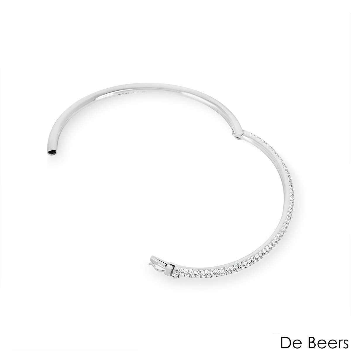De Beers White Gold Classic Diamond Three Row Bangle B102120 De Beers White Gold Classic Diamond Three Row Bangle B102120